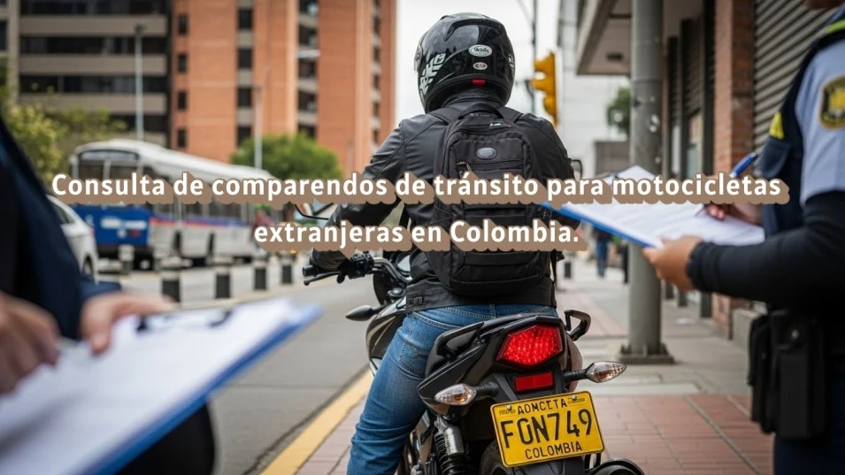 Consulta de comparendos de tránsito para motocicletas extranjeras en Colombia.